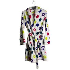 Request Women's White Polka Dot Fleece Hooded Robes